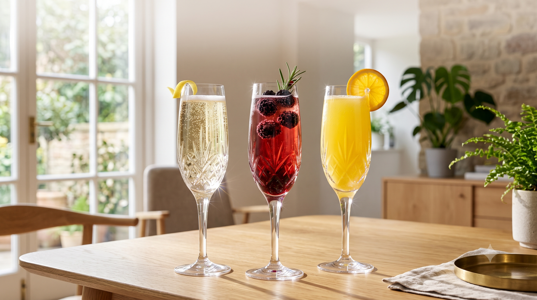 3 eleganta bubbeldrinkar (och varför formen på ditt glas avgör smaken)